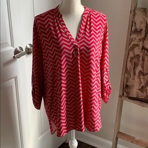 Pink and Tan 3/4 sleeve tunic size l